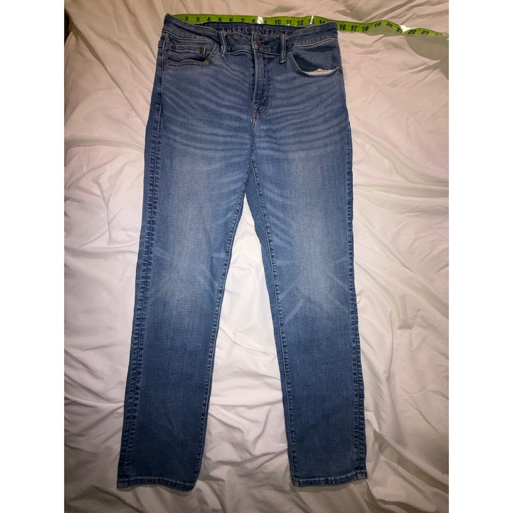 American Eagle Flex+ Slim Straight Jeans Mens 32x34 Blue Medium Wash T10-15